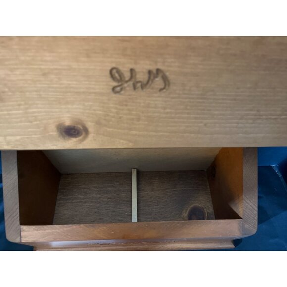 Solid Pine Recipe Box 1” Thick Wood Hinged Lid with Black Iron Hinges - Picture 6 of 11